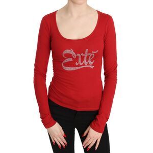 Exte Red Exte Crystal Embellished Long Sleeve Top Women's Blouse